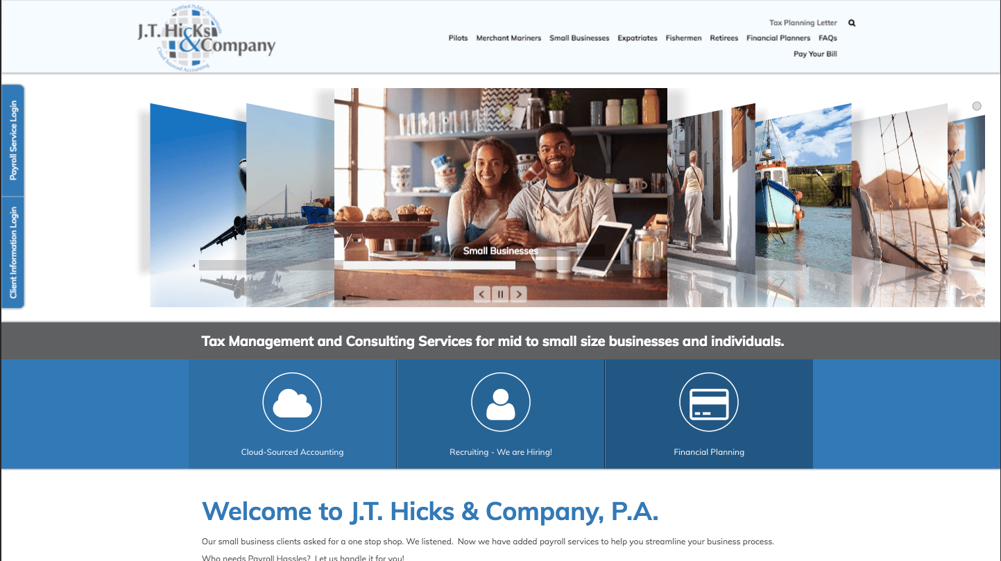 J.T. Hicks & Company Landing Page